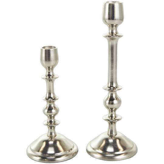 Silver Metal Candle Holder Set